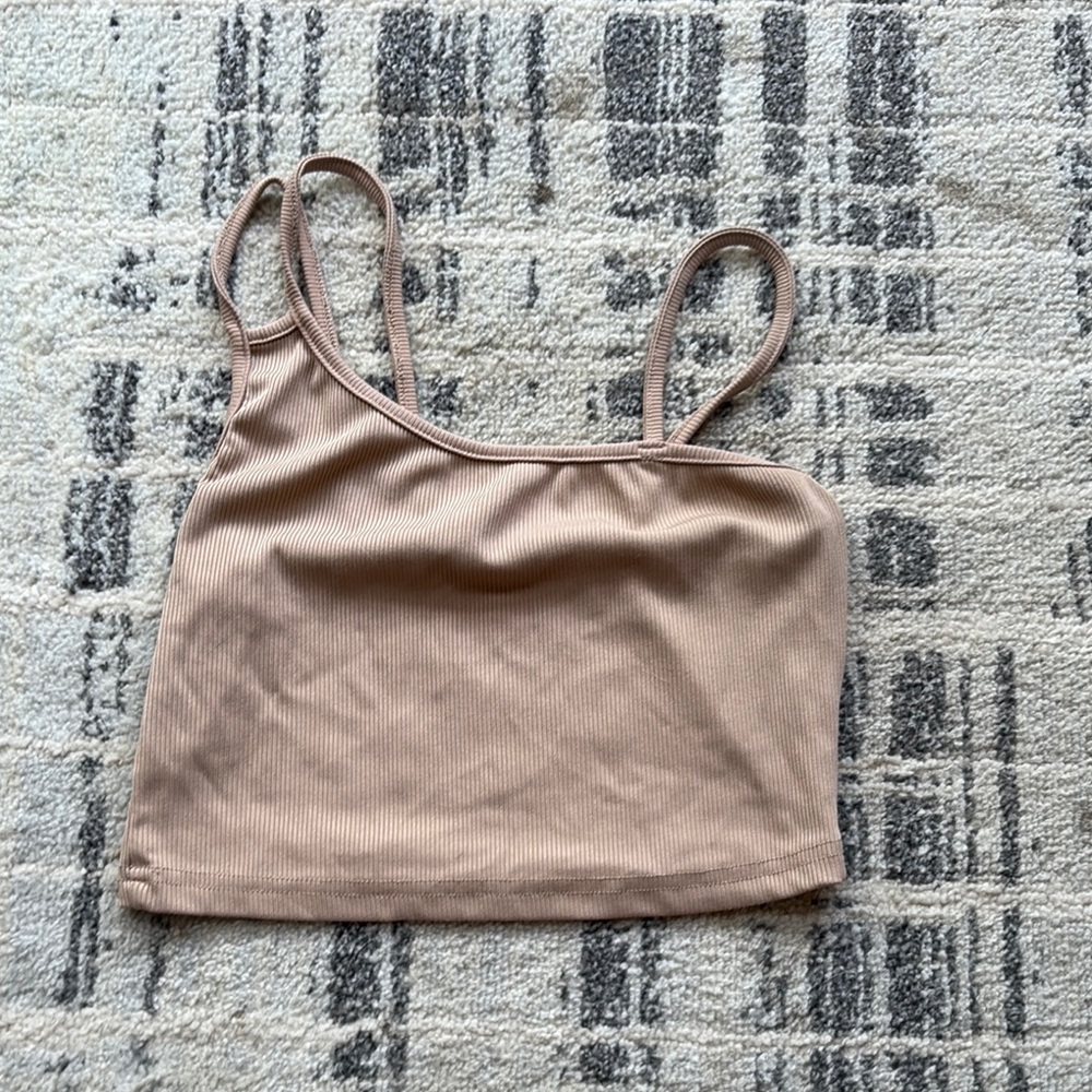 SHEIN Brown Ribbed Crop Top